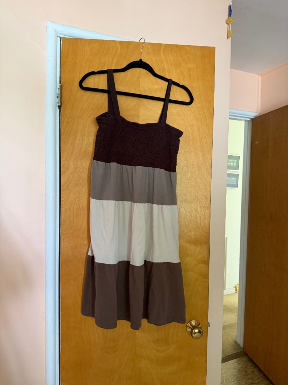 Vintage Faded Glory Brown and Cream Colored Sun Dress, Size L